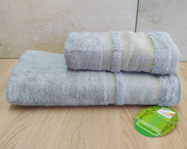 Набор турецких бамбуковых махровых полотенец Cestepe 50х90+70х140 Bamboo Aymira Light Grey