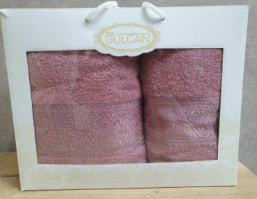 Набор турецких махровых полотенец Gulcan 50x90+70х140 V1 Pink