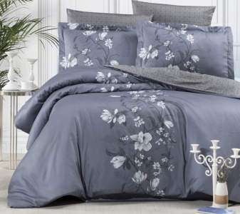 Турецька постільна білизна First Choice Cotton Satin Evan Indigo полуторна