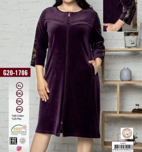 Халат велюровый Cocoon женский 20-1706 Dark Plum размер XL