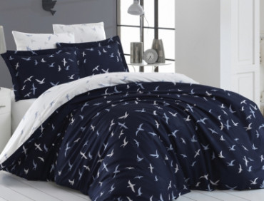 Турецька постільна білизна First Choice Cotton Satin Liberta Navy Blue полуторна