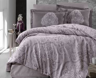 Турецька постільна білизна First Choice Cotton Satin Milena Lavender євро