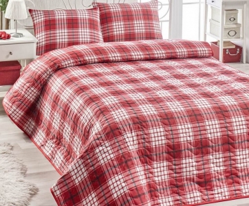 Покрывало стеганое Eponj Home Burberry Kirmizi 160х220 с наволочкой 50х70