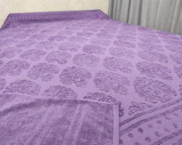 Махрове простирадло-покривало GM TEXTILE Узбекистан 200х220 жаккард Violet