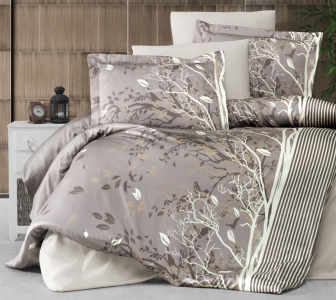 Турецкое постельное белье First Choice Cotton Satin Living brown евро