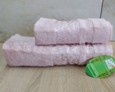 Набор турецких бамбуковых махровых полотенец Cestepe 50х90+70х140 Bamboo Damaks Pink