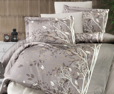 Турецкое постельное белье First Choice Cotton Satin Living Brown полуторное