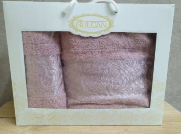 Набір турецьких махрових рушників Gulcan 50x90+70х140 V2 Pink