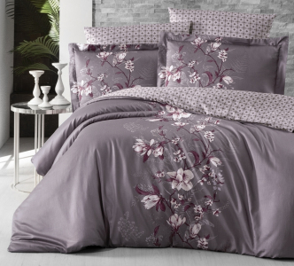 Турецкое постельное белье First Choice Cotton Satin Evan Lilac полуторное