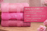 Набор турецких бамбуковых махровых полотенец Zeron 3 штуки 15858 Damkas Desen Bamboo розовый 50х90 1