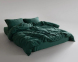 Турецька постільна білизна із вареної бавовни Limasso Stonewashed Ranforse сімейна Dark Green 0