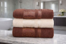 Набор турецких бамбуковых махровых полотенец Zeron 50х90 3 штуки Agac Bamboo коричневый 0