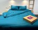 Постільна білизна LARA сатин-страйп LUX turquoise d13227е160 з простирадлом на резинці 160х200х25 євро 2