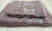 Набор турецких бамбуковых махровых полотенец Zeron 50х90+70х140 Bamboo Agaс Desen коричневый 2 1