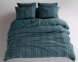 Турецька постільна білизна із вареної бавовни Limasso Stonewashed Ranforse 200 х 220 см Coastal Trio Dark Green 2