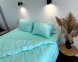 Постільна білизна LARA сатин-страйп LUX mentol d13180е160 з простирадлом на резинці 160х200х25 євро 1