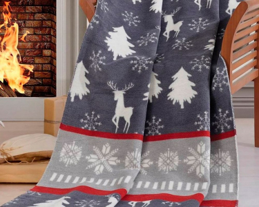 Турецкий новогодний хлопковый плед Sesli 21141 200х220 см