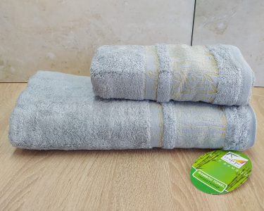 Набор турецких бамбуковых махровых полотенец Cestepe 50х90+70х140 Bamboo Aymira Light Grey