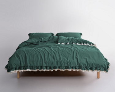 Турецька постільна білизна із вареної бавовни Limasso Stonewashed 200 х 220 см Dora Dark Green