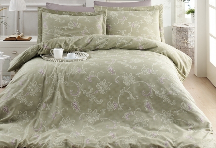 Турецкое постельное белье First Choice Cotton Satin Сarmina yesil евро