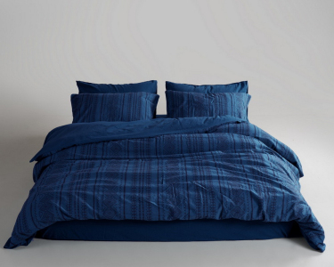 Турецька постільна білизна із вареної бавовни Limasso Stonewashed Ranforse 200 х 220 см Coastal Trio Dress Blue