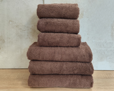 Набор турецких махровых однотонных полотенец Zeron 3 штуки 50х90 + 3 штуки 70х140 Brown плотность 500 г/м2