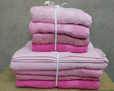 Набор турецких махровых полотенец Lorine 4 штуки 70х140 + 4 штуки 50х90 soft colors Pembe