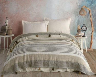 Турецьке бавовняне покривало Moss Basil 220х240 Yesil