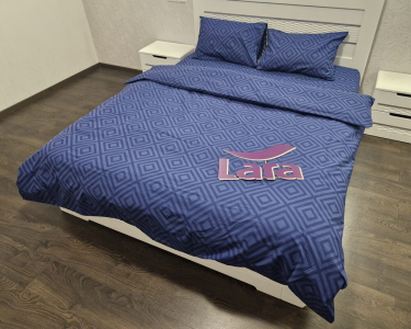 Постельное белье LARA бязь d11297e Ромб Dark Blue евро