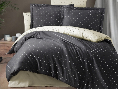 Турецкое постельное белье First Choice Cotton Satin Point Anthracite евро