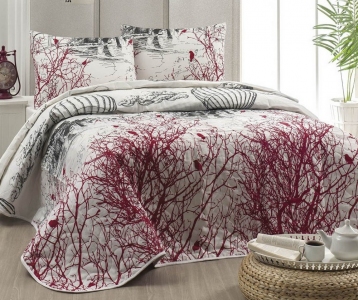 Покривало стьобане Eponj Home Palvin Beyaz 160х220 з наволочкою 50х70