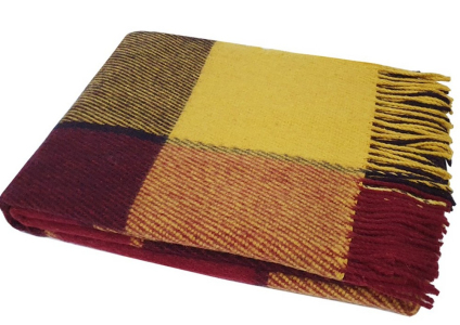 Плед шерстяной Vladi Эльф LIAM желто-бордово-сливовый 170х210