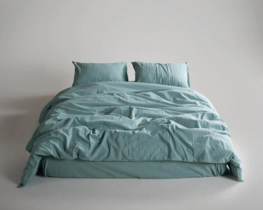 Турецкое постельное белье из вареного хлопка Limasso Stonewashed Ranforse семейное Mineral Blue