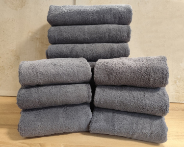 Набор турецких махровых однотонных полотенец Zeron 6 штук 50х90 + 6 штук 70х140 Gray плотность 500 г/м2