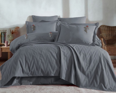 Постельное белье с покрывалом Saheser Stonewashed 200х220 Noris Grey