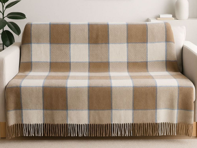 Плед шерстяной Vladi Эльф OLIVER бело-бежево-серый 170х210