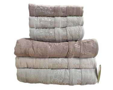 Набор турецких махровых полотенец Cestepe 50х90 3 штуки + 70х140 3 штуки Bamboo Lora №1