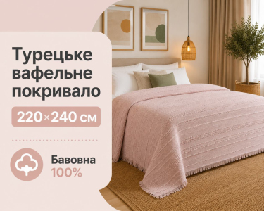 Турецьке вафельне покривало First Choice Sole 220x240 см Pudra