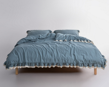 Турецкое постельное белье из вареного хлопка Limasso Stonewashed 200 х 220 см Dora Natural Green