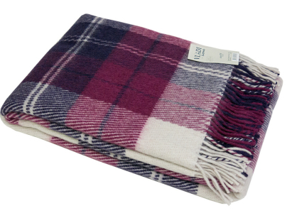 Плед шерстяной Vladi Эльф NOAH фуксия сливовый 140х200