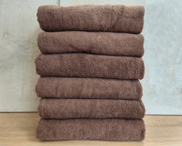 Набор турецких махровых однотонных полотенец Zeron 6 штук 70х140 Brown плотность 500 г/м2