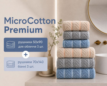 Набор турецких махровых полотенец Cestepe MicroCotton Premium 3 штуки 50x90 + 3 штуки 70х140 Multi 2 плотность 600 г/м2