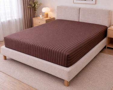 Простынь на резинке LARA бязь-страйп dp11252 Brown 160х200х25
