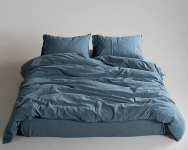 Турецкое постельное белье из вареного хлопка Limasso Stonewashed Ranforse семейное Akdeniz Mavisi