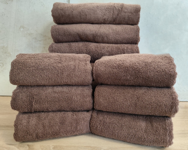 Набор турецких махровых однотонных полотенец Zeron 6 штук 50х90 + 6 штук 70х140 Brown плотность 500 г/м2