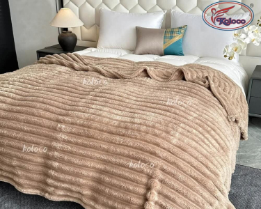 Плед-покривало Koloco Королівський шарпей смужка 5 см 220х230 капучино євро
