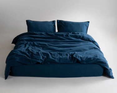 Турецкое постельное белье из вареного хлопка Limasso Stonewashed Ranforse семейное Dress Blue