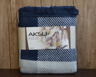 Турецкий хлопковый плед Aksu Layka Mavi 180×220