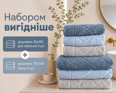 Набор турецких махровых полотенец Cestepe MicroCotton Premium 3 штуки 50x90 + 3 штуки 70х140 Eva 1 плотность 600 г/м2