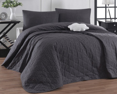 Покривало стьобане двостороннє EnLora Home ранфорс Magnolia Kombin 225х240 з наволочками 50х70